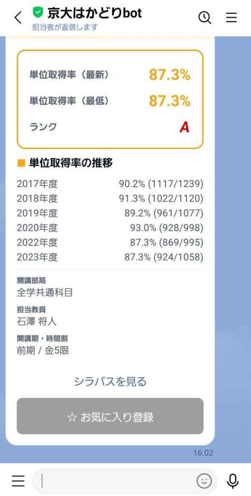 詳細カードの「お気に入り登録」ボタン